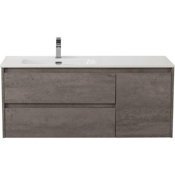 База под раковину подвесная BELBAGNO KRAFT-1000-2C-1A-SO-CG-L с двумя выкатными ящиками и одной распашной дверцей, левосторонняя, Cemento Grigio, 1000x460x500